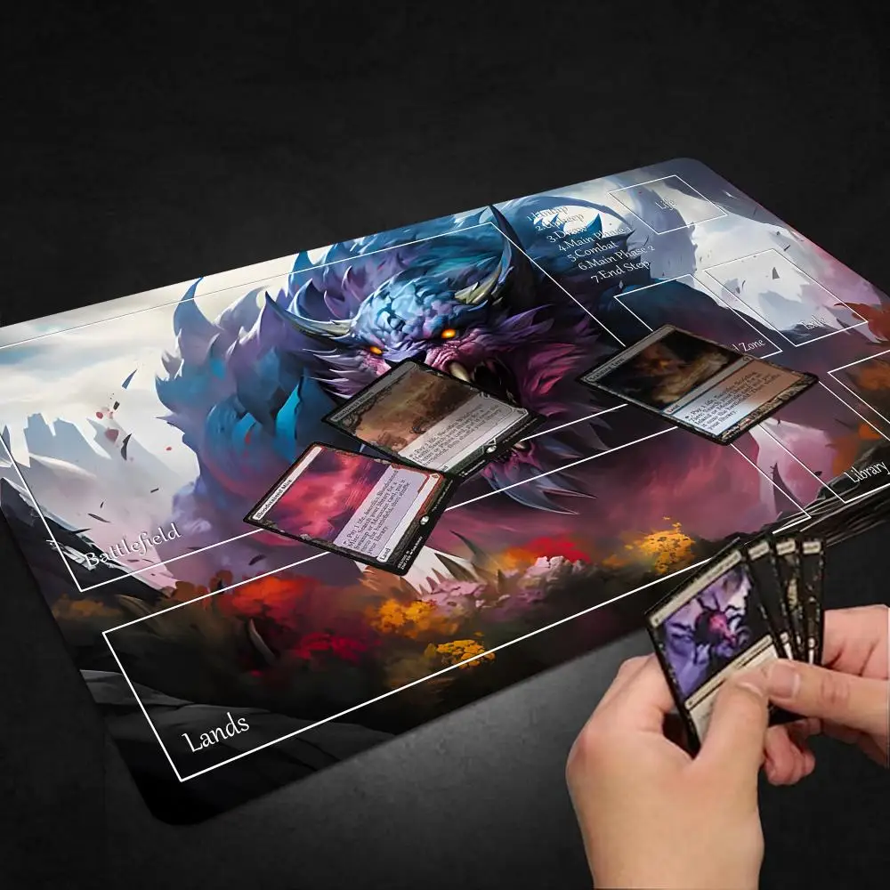 mousepad Card Playmat Stitched with Magic Zones Game Mats MTG TCG Card Battles Commander Duel deskmat Beginner Anime 14*24in