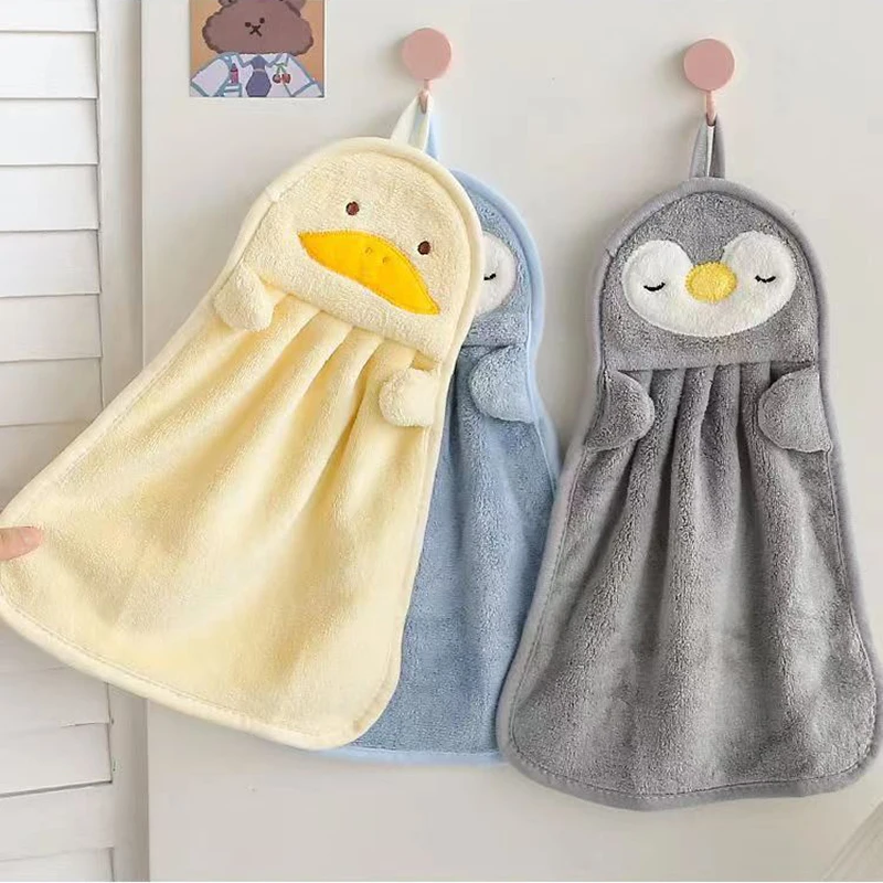 Cartoon Goose Towels Kids Hand Towel Washcloth Cute Small Towels Strong Water Absorption Bathroom Toilet Hand Towel Hanging Type