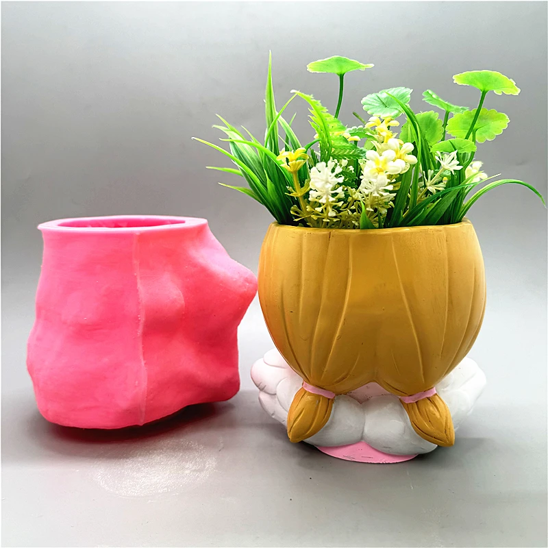 Little Angel Flower Pot Large Silicone Mold DIY Flipped Resin Gypsum Concrete Crystal Dropping Glue Mold Handmade Crafts