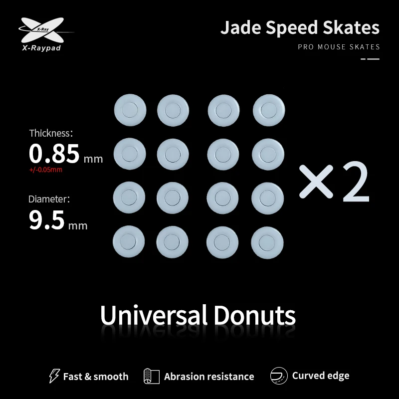 X-Raypad Jade Speed DIY Donuts Mouse Skates – Universal Donuts Universal 0.8mm PTFE Donuts with Diameter 9.5mm