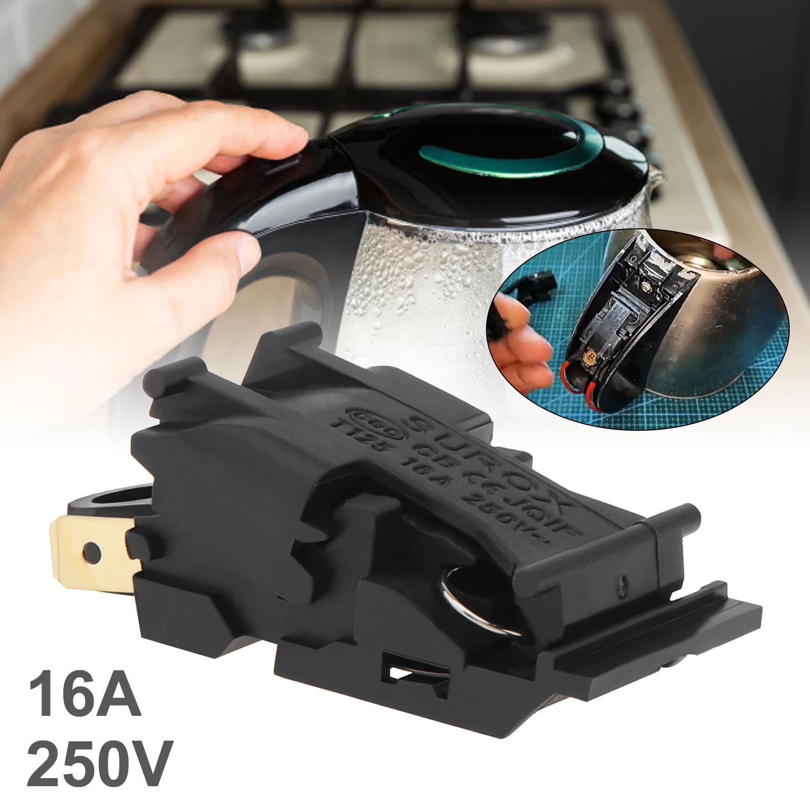 16A Automatic Power Off Electric Kettle Switch Thermostat Control, Black Automatic Power Off Switch Electric Tools