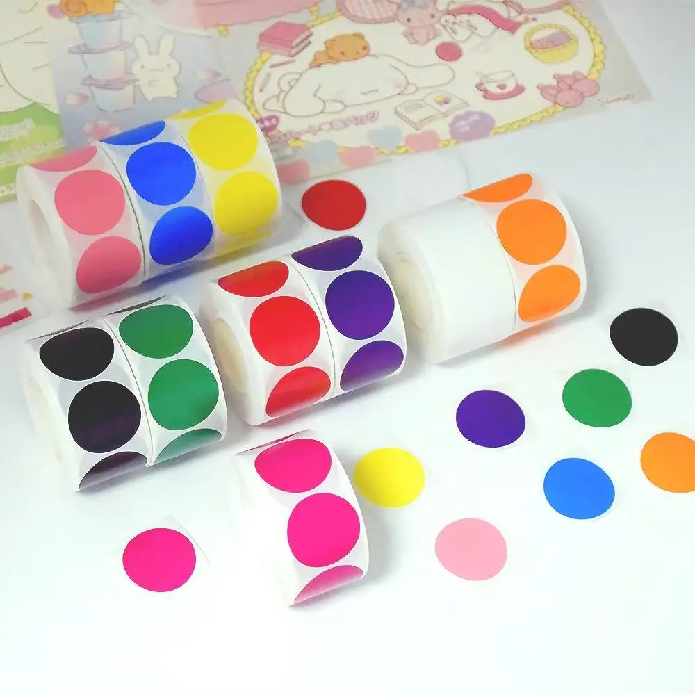 Colored Dot Stickers, Labels Circle Dots Labels Circle Stickers for Office,Classroom,Family（Etc - 10 Colors, 500 Labels/Roll）