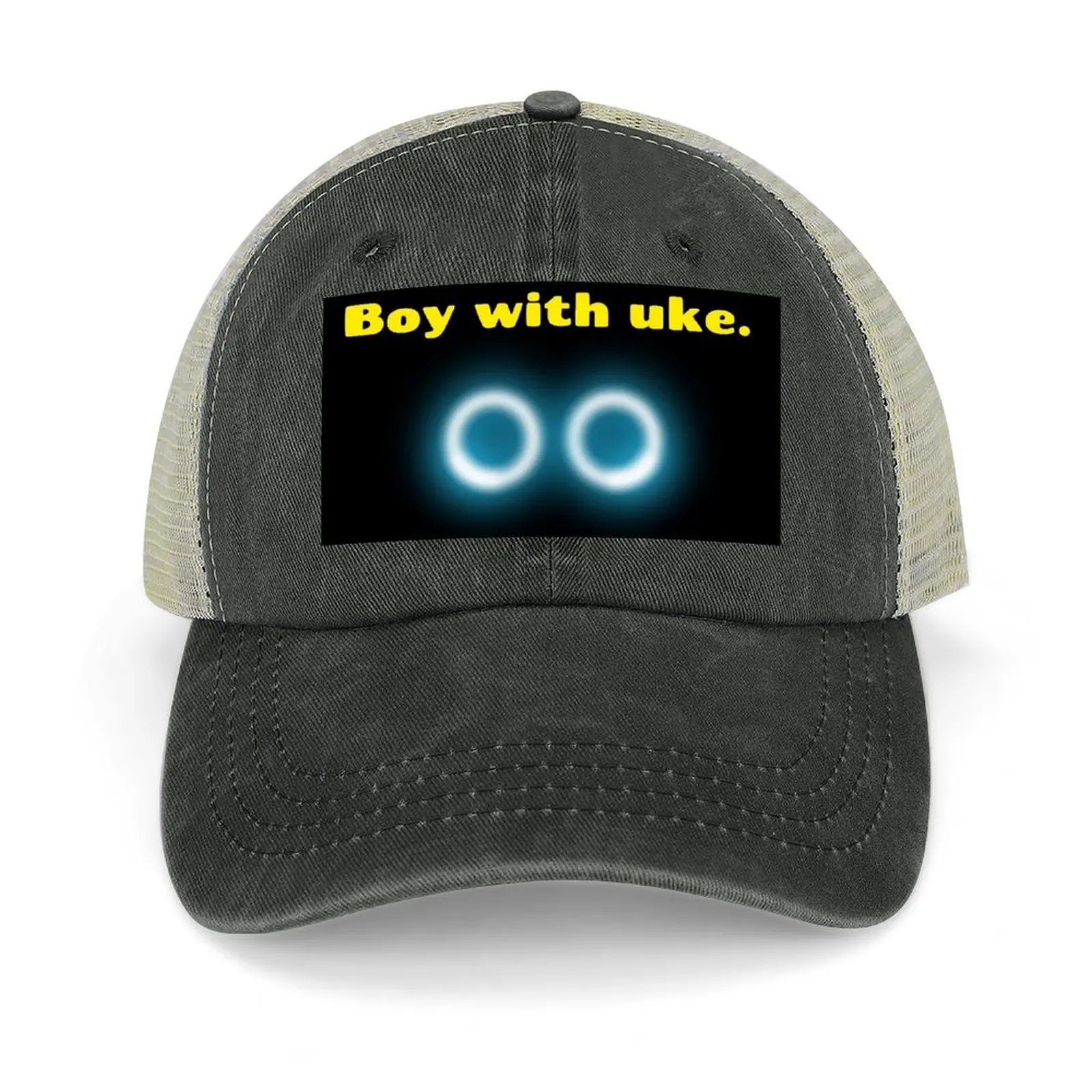 

Boy uke...he's with a uke ukulele Baseball Cap Unique hats men's big size hat Hat Man Luxury Mens Caps Women's