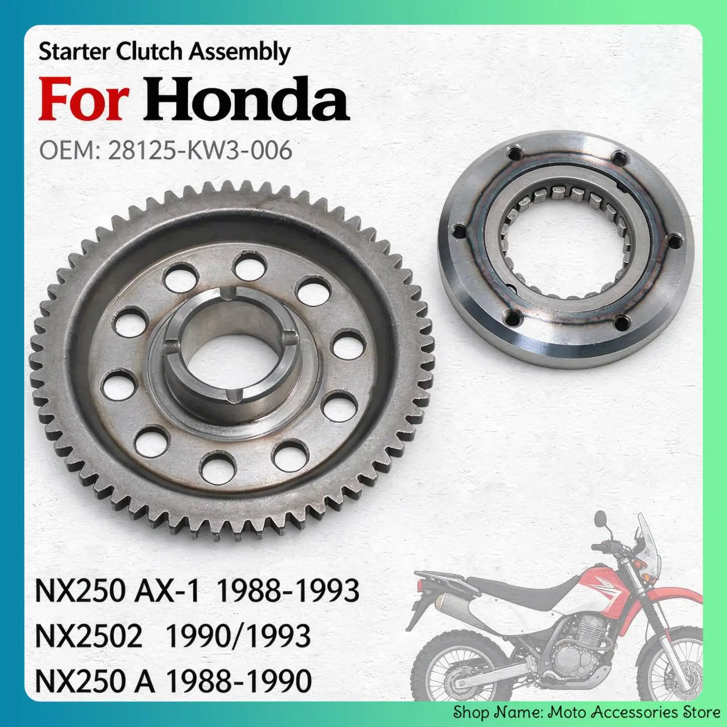 Motorcycle One Way Starter Clutch 28125-KW3-006 For Honda NX250 AX-1 1988-1993 Years / NX2502 1990-1993 Years /NX250 A 1988-1990