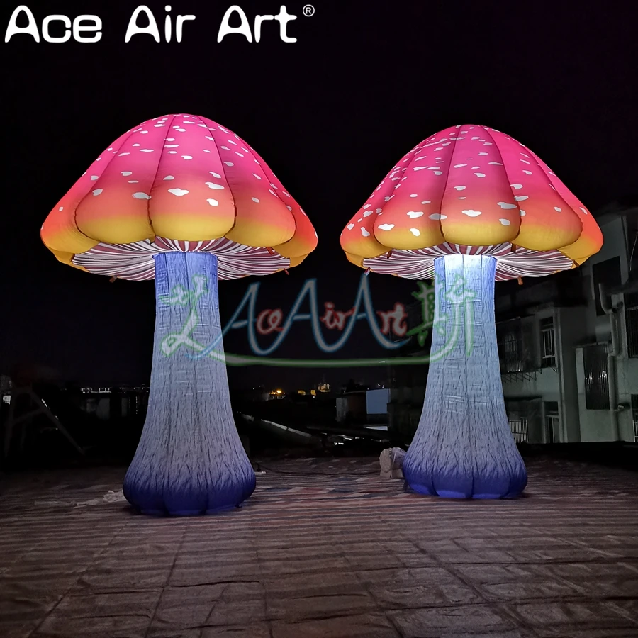 Giant Inflatable Mushroom Series, Colorful Changing LED Lights, Stage Party Event Props, Decorative Toys, High, 3-6 m