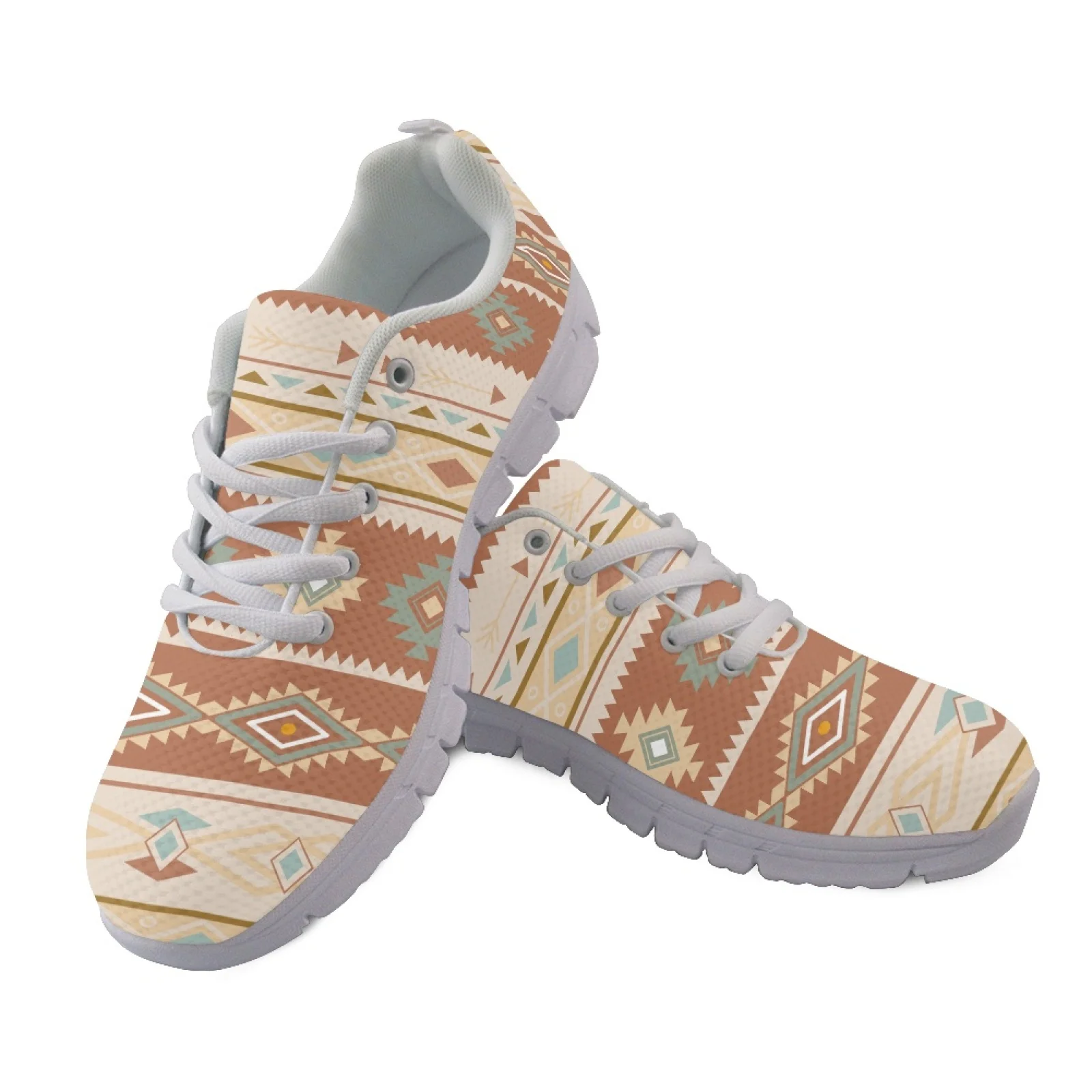 Coloranimal Geometric Diamond Pattern Lace up Running Shoes for Mens Mesh EVA Sole Sneakers for Jogging Travel Casual Daily Wear