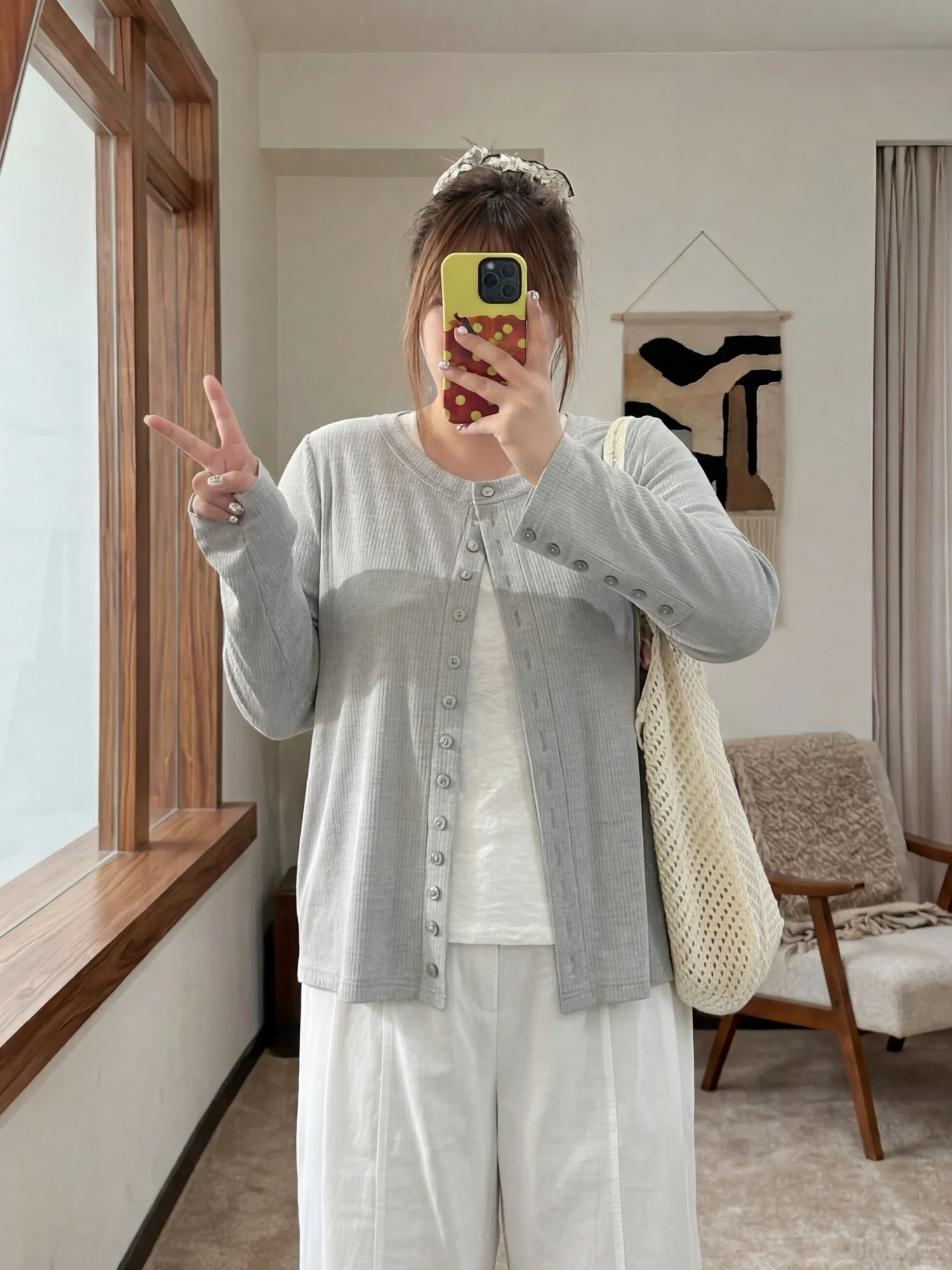 

Loose Knitted Long Sleeve Cardigan Outerwear for plus Size Women Casual Commute Style Comfortable Lazy Beautiful Outerwear