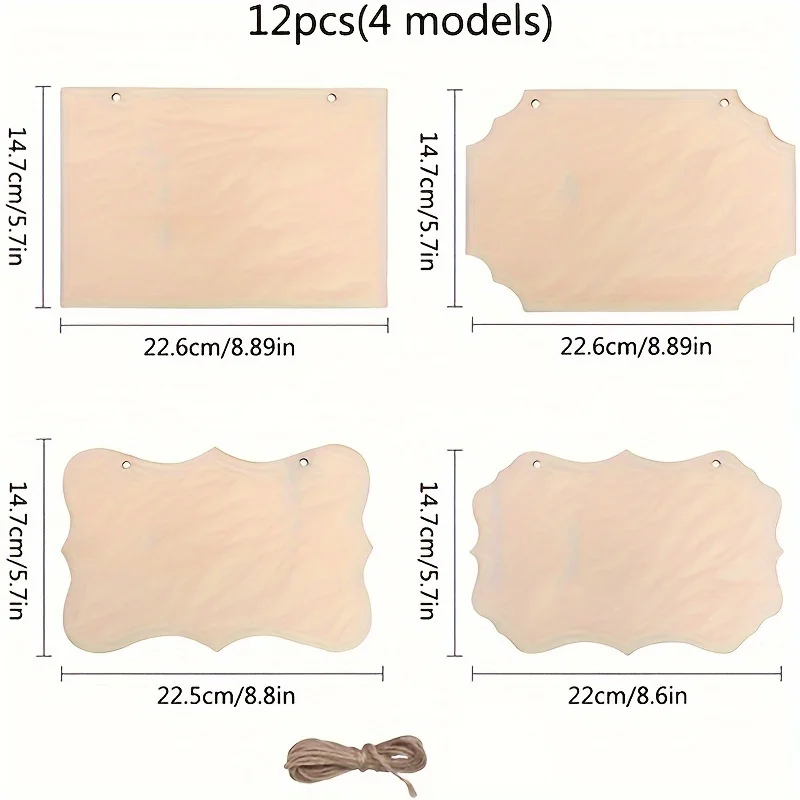 

12 шт. 22 см DIY незаконченный подвесной деревянный знак прямоугольный пустой подвесной декор прямоугольный подвесной деревянный овальный подвесной деревянный