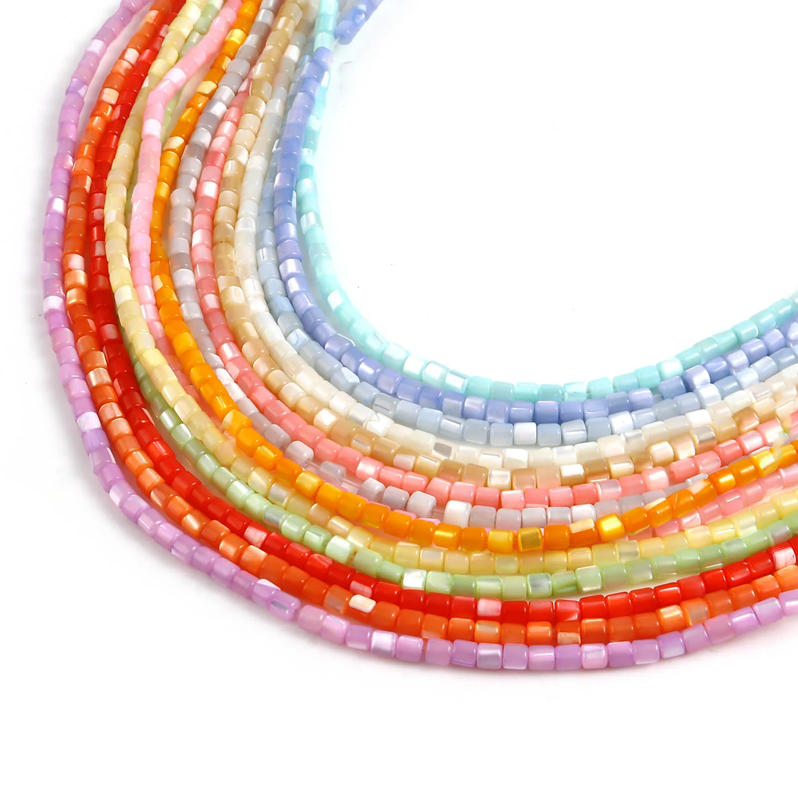 1Strand(Approx 112 PCs) Multicolor Cylindrical Shell Beads For DIY Making Bracelets Necklace Jewelry About 4x3.5mm-3.5x3.5mm