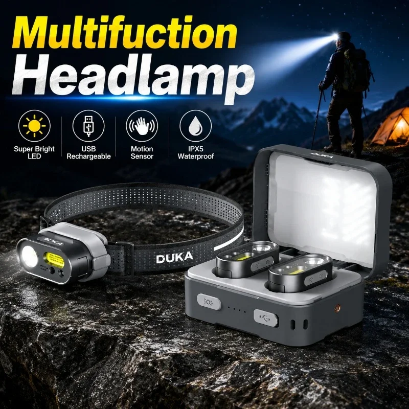 DUKA  ATuMan MH1 Outdoors Intelligent Multifuction Headlamp Rechargeable Portable Camping Light Outdoor Emergency Lighting Tool