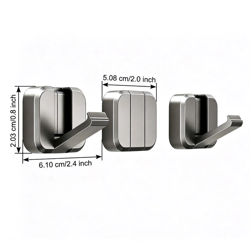 3Pcs Foldable Wall Hooks Heavy-Duty Space Saving Aluminum Bathroom Hanger With Magnetic Stability For Towels And Hats