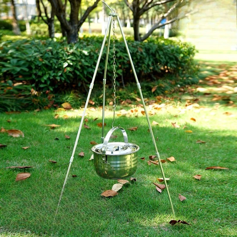

Outdoor camping hanging pot wildfire tripod aluminum alloy barbecue grill portable outdoor hanging pot tripod
