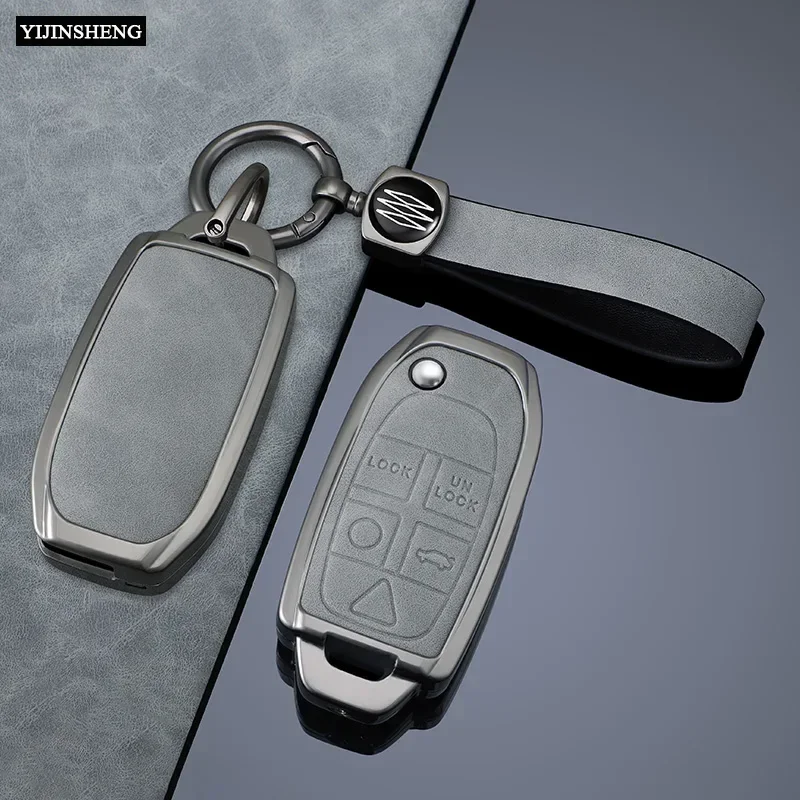 Zinc Alloy + Leather Car Key Case Cover Holder For VOLVO S60 S80 V70 XC70 XC90 Remote Protection Holder
