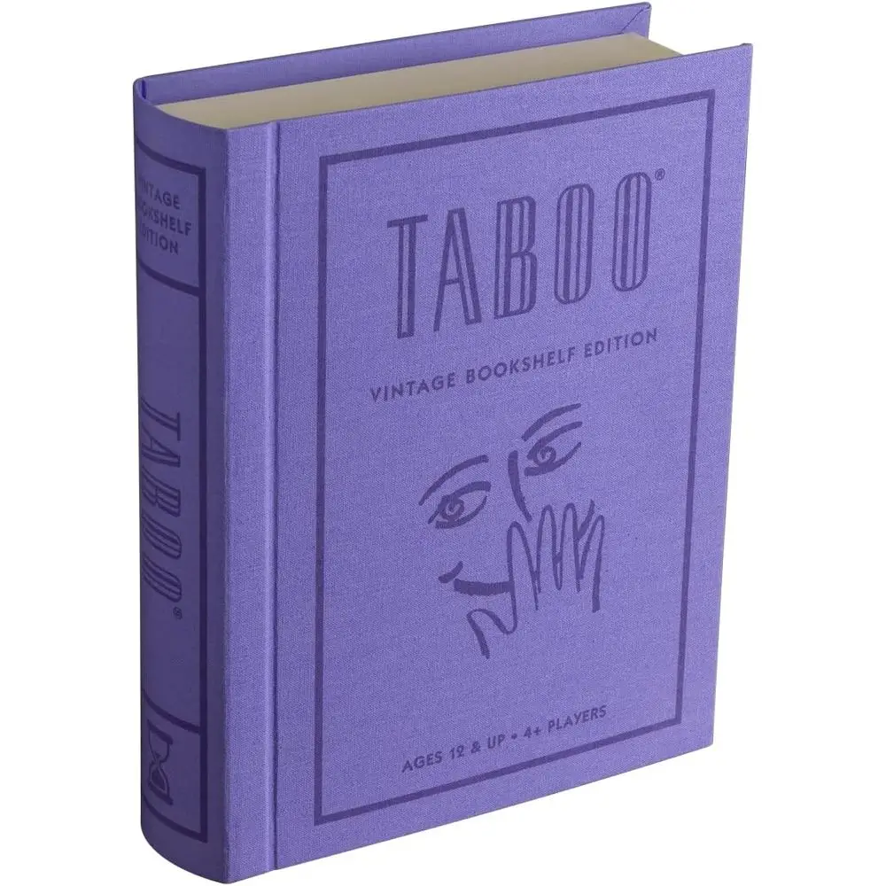 

Taboo Vintage Bookshel Edition Board Game abric-Wrapped Book Box, Party Word Guing Board Games or 4 or More Players, Adults and