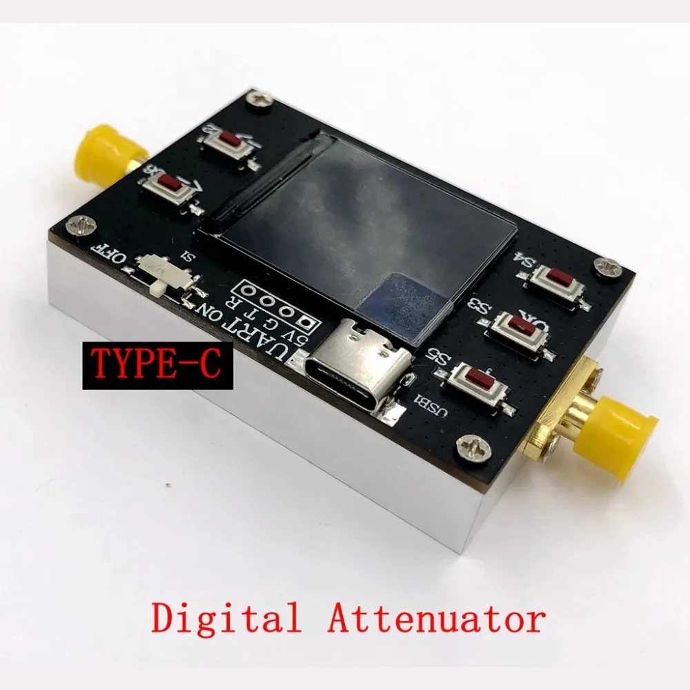 1PC DC-6GHz 30dB Digital Programmable RF Attenuator TYPE-C Power CNC Housing TFT Display RF Signal Testing Calibration Module