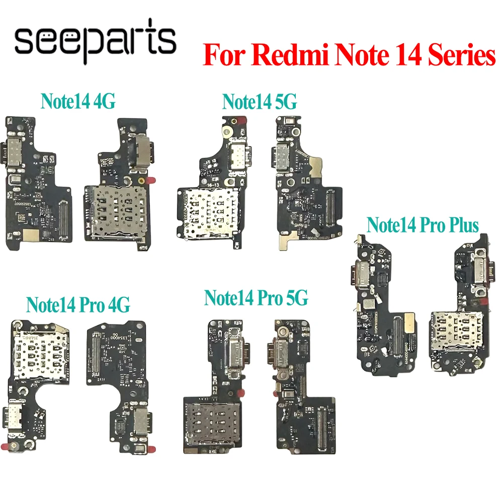 For Note 14 Series USB Charging Dock Port Flex Cable For Redmi Note 14 Pro Plus Charging Board