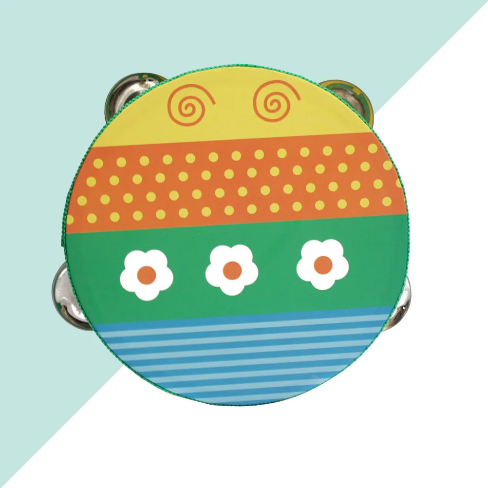 Baby-Handglocke, 10 cm, buntes Cartoon-Muster, sicher, ungiftig, Lebensmittelqualität, Farbtrommel, pädagogisches Kinder-Musikinstrument