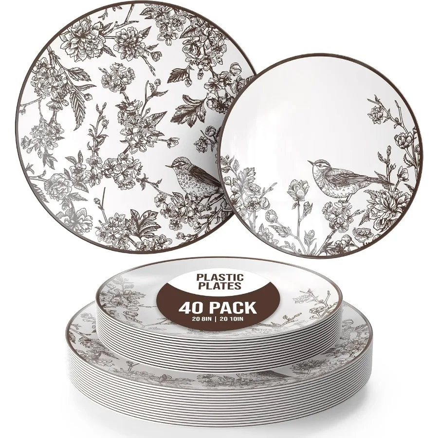 

Одноразовая посуда, декоративные тарелки, набор пластиковых одноразовых тарелок для 20 гостей, 20 x 8 дюймов, десертная тарелка 20 x 10 дюймов, свадьба