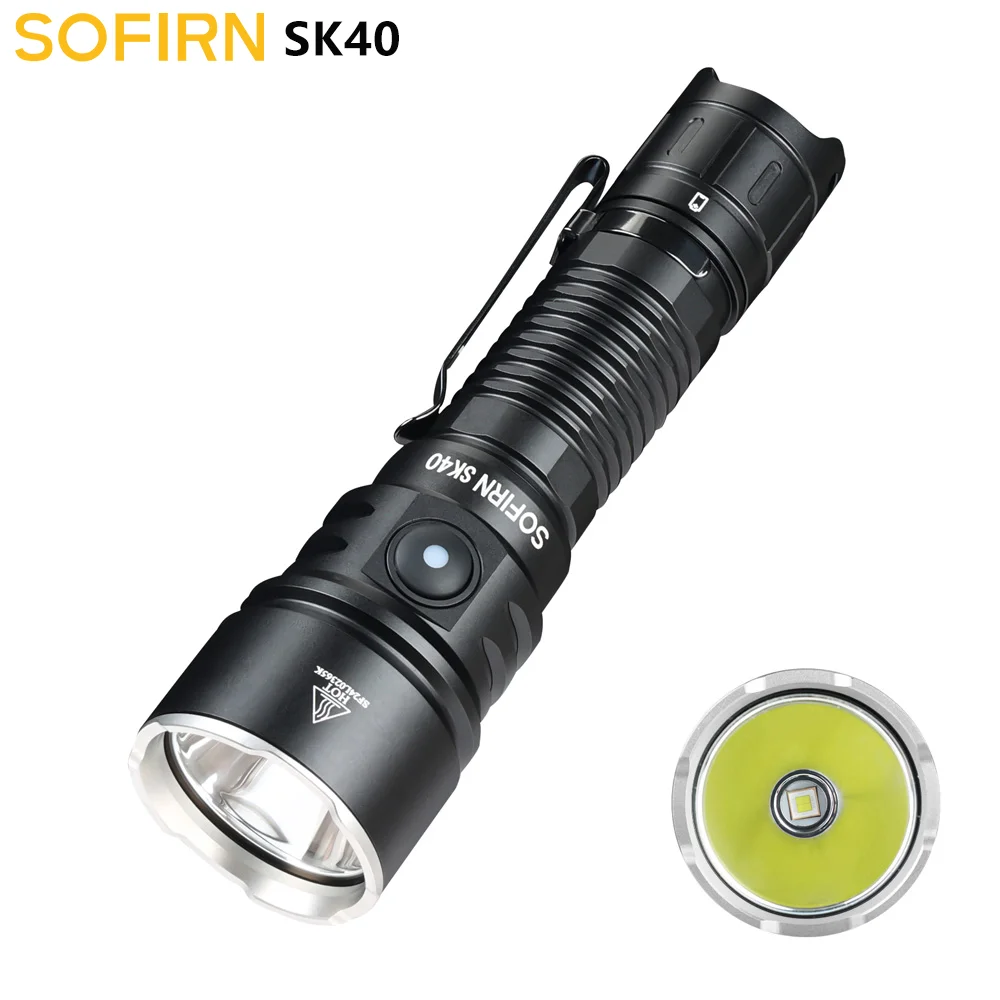 Sofirn SK40 21700 Rechargeable Flashlight  SFT70 LED 3200lm Powerful Tactical Torch 580M Long-Range With Spotlight