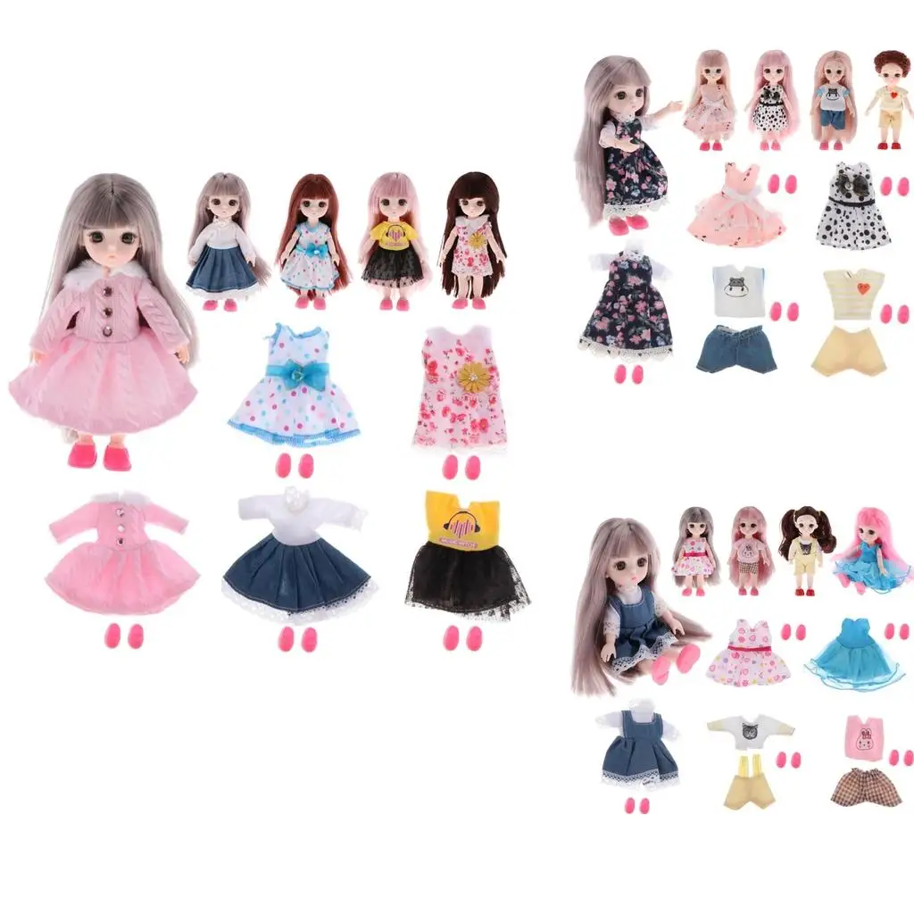 

5 Set 16cm/6inch Dress Skirt Shoes Suit Up Accessory Kids Pretend
