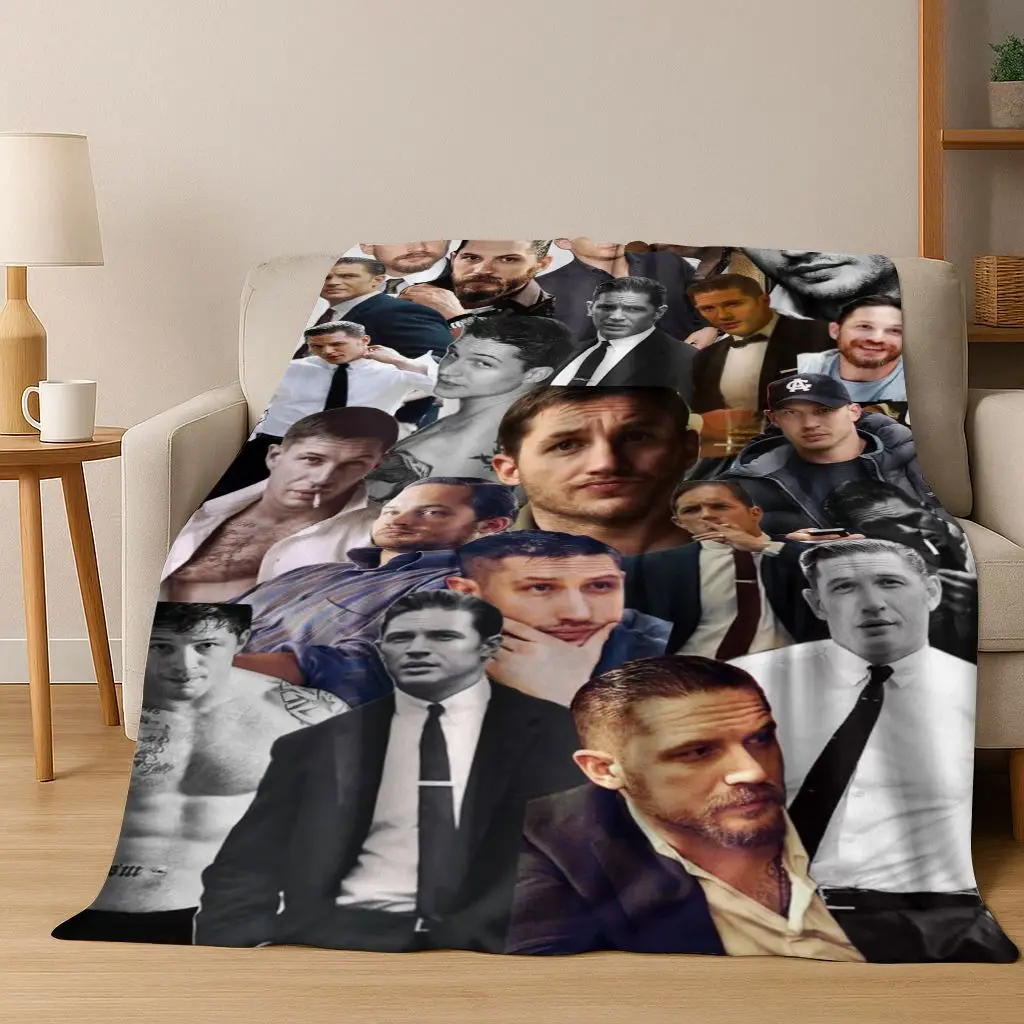 3D Tom Hardy Art Actor Star Flannel Blanket,Cozy Soft Throw Blanket for Home Bedroom Bed Sofa Picnic Office Cover Kids Gift
