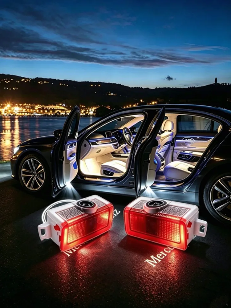 LED Car Door Logo Projector Welcome Light Accessories For Mercedes Benz W176 W177 W246 W205 W212 W213 A35 C63 E53 W166 X253 W167