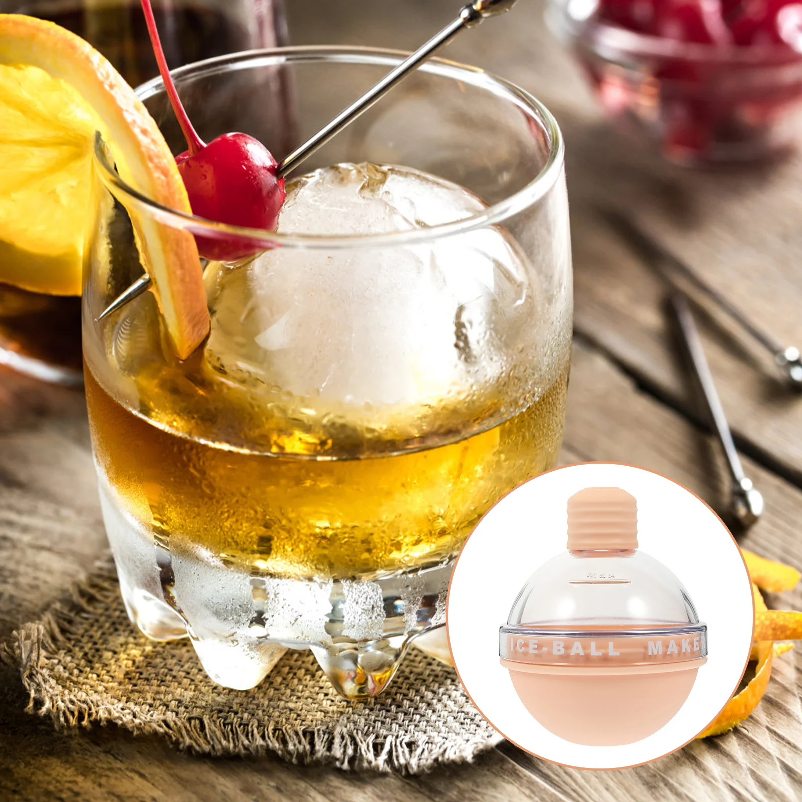 

Ice Ball Making Mold Premium Leak-Free Round Ice Cube Mold for Whiskey Juice Soda Beverage Freezing Fast Over