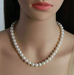 20 inch AAAA 8-9mm Japanese Akoya white pearl necklace 14K gold buckle 18 inch
