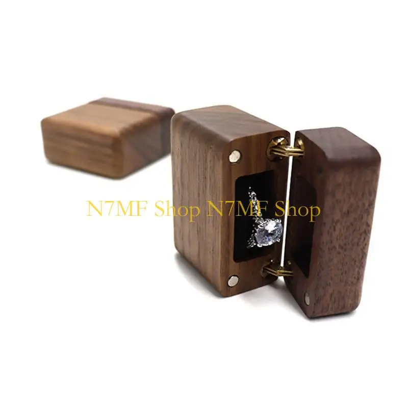 N7MF حلقة حلقة الخاتم الخشبية الشاشة لحالة الجوز الأسود حامل حلقة الخشب ل/ مخملية وسادة لاتصال الاقتراح S S #5