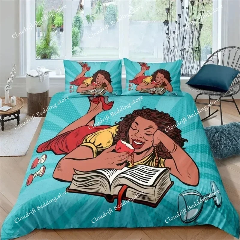 

3D Print Sexy Girl Duvet Cover Fashion African Black Woman Bedding Set Microfiber Fashion Polyester Quilt Cover