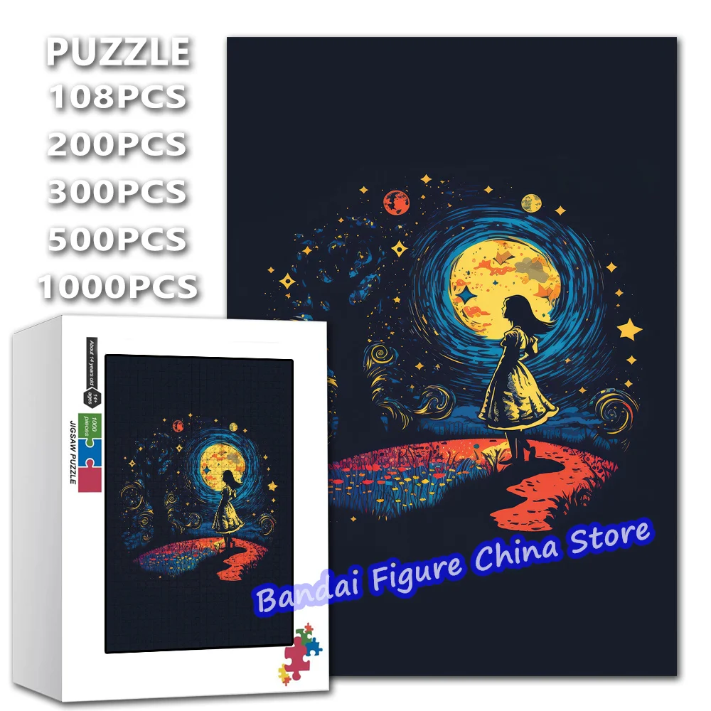 

Пазлы с героями мультфильмов «Алиса в стране чудес» Диснея, 108/200/300/500/1000 шт., сборные пазлы «сделай сам», распаковывающие игрушки, подарки