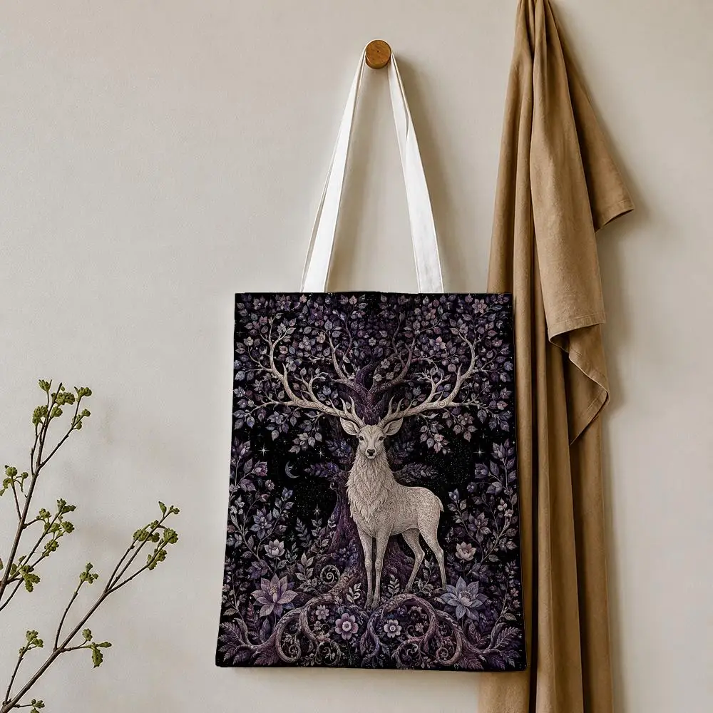 Gothic Enchanted Forest Creatures Storage Bags Tote Bag Reusable Shoulder Shopping Foldable For School Work Travel Daily Use