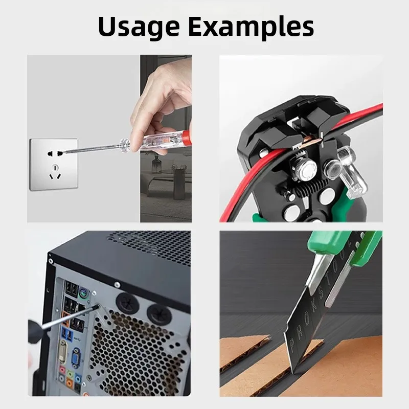 8 Piece Household Tool Kit With Automatic Wire Stripper And Screwdriver Set For Home Repair DIY Projects In Green Case