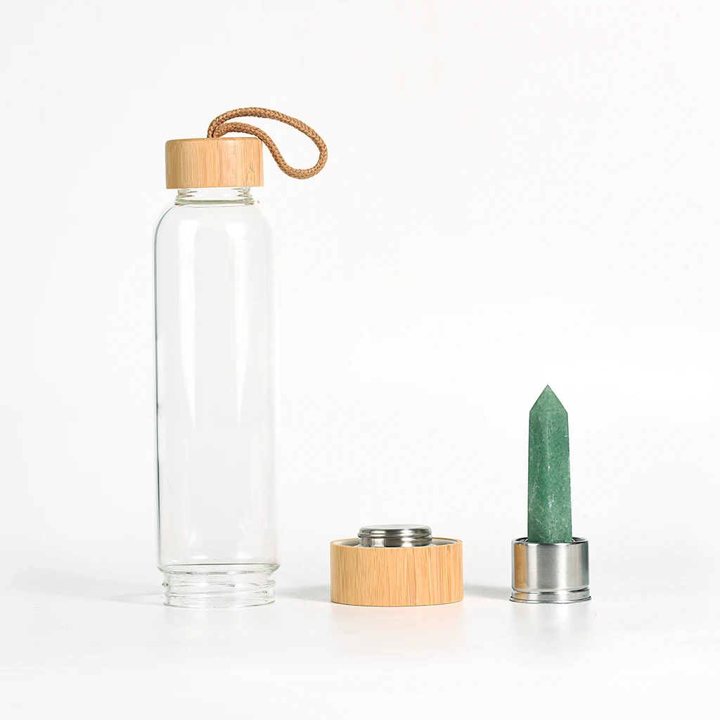 Crystal Tower Energy Glass Water Bottle