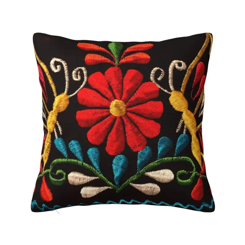 Mexican Butterflies And Flower Pattern Cushion Covers Otomi Embroidery Art Velvet Cute Pillow Cases Home Decor