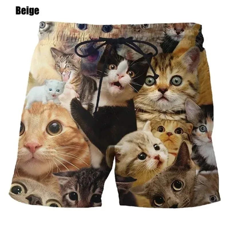 New Fashion Cute Cat Graphic Board Shorts For Men 3D Printed Casual Unisex Funny Animal Beach Swimming Shorts Men Trunks