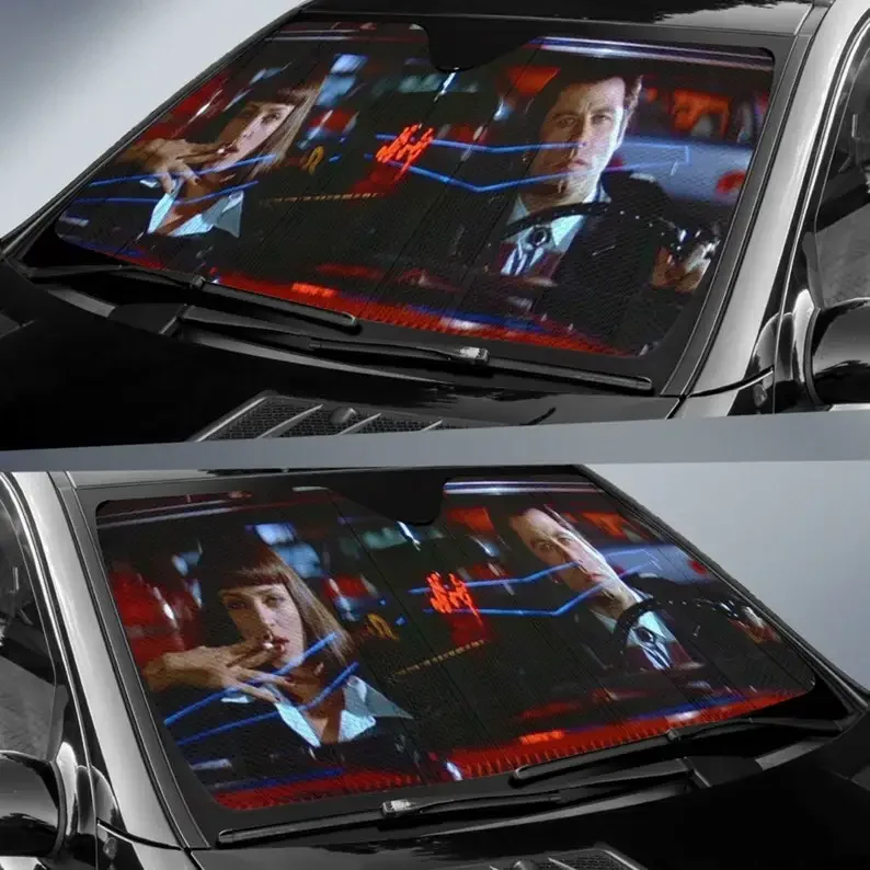 Pulp Fiction 1994 Movies Quentin Tarantino Uma Thurman Car Sun Shade, Windshield, Car Accessories