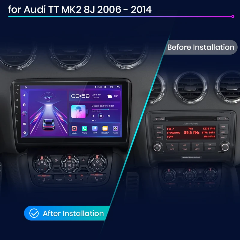 V1 EU Stock CarPlay Android Car Rddio Navigation TT MK2 8J 2006-2014 Car Autoradio Multimedia TT MK2