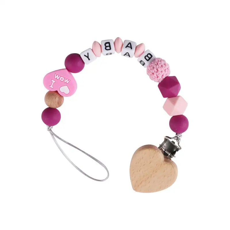 

Teething Pacifier Clip Appease Chain Clip Adjustable Cute Heart Safety Pacifier Holder Beads Straps Decoration For Kids Boys