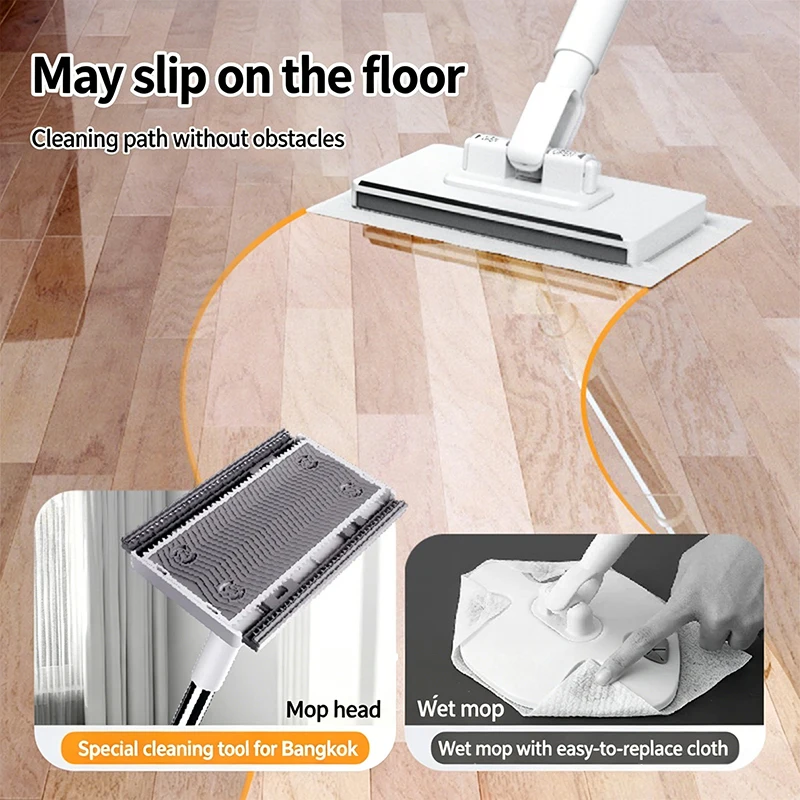 (Ce14)Wet Floor Mop Flat Mop With 360 Degree Rotation Cleaning Dust Mopping Wood Wet And Dry Lazy Mop Comes With Cleaning Cloth