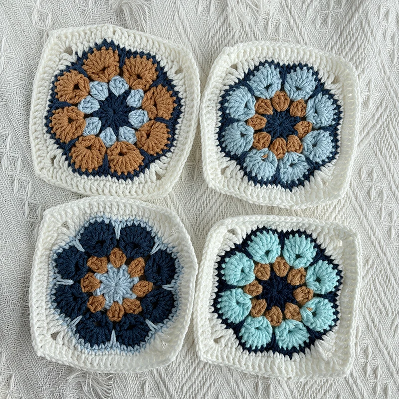 اليدوية الأزرق الجدة ساحة 12 سنتيمتر الكروشيه عزر التصحيح ل بطانية Craft بها بنفسك الحرفية الخياطة الحياكة غزل القطن بوهو الديكور (1 قطعة/الوحدة