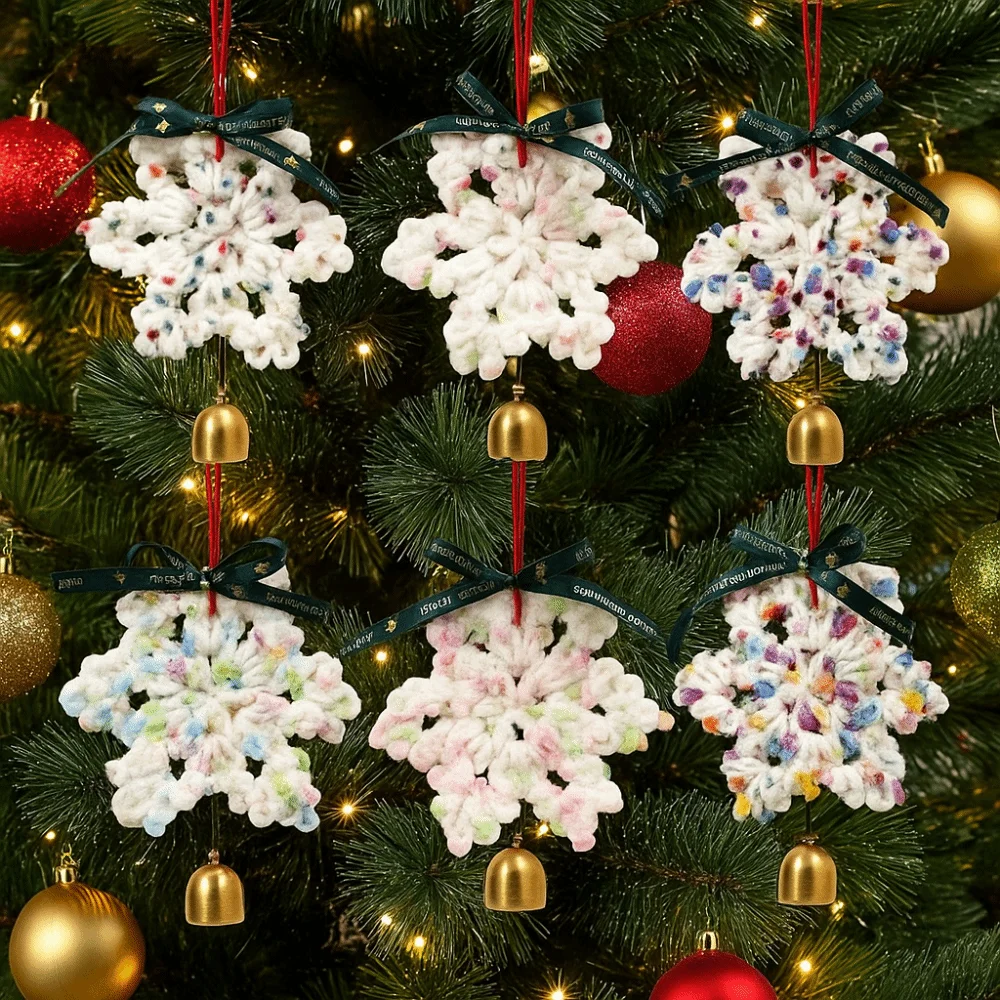 

Hand-knitted Christmas Bell Pendant 16cm Creative Woven Xmas Tree Pendant with Hanging Rope Crisp Sound Christmas Jingle Bells