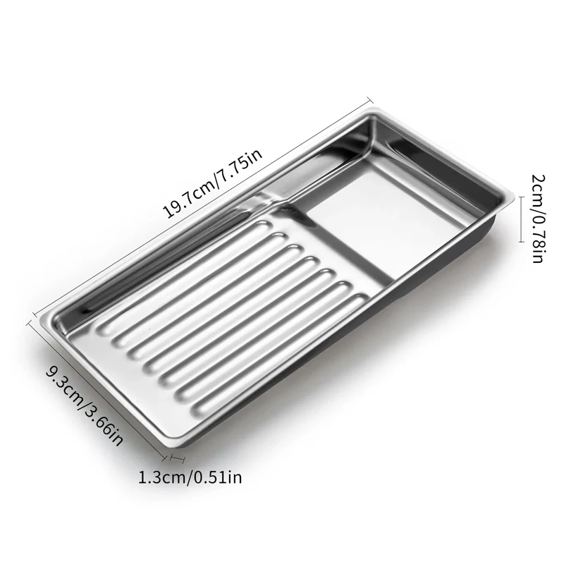 Piastra per attrezzature per nail art in acciaio inossidabile Vassoio medico chirurgico dentale Vassoio portaoggetti per cosmetici Strumenti per forniture per piatti per unghie finte