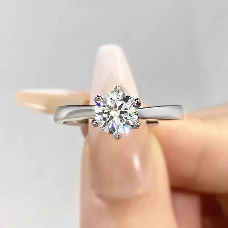 100% genuine 1-5ct Moissanite Ring GRA certificate passed diamond test ring, women's shiny jewelry gift S925 Silver view 5