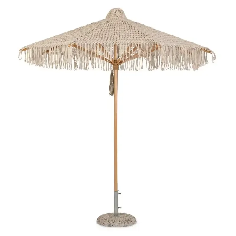 Modern Outdoor Garden Beach Umbrella Wooden Fringed Courtyard Hotel Park Furniture