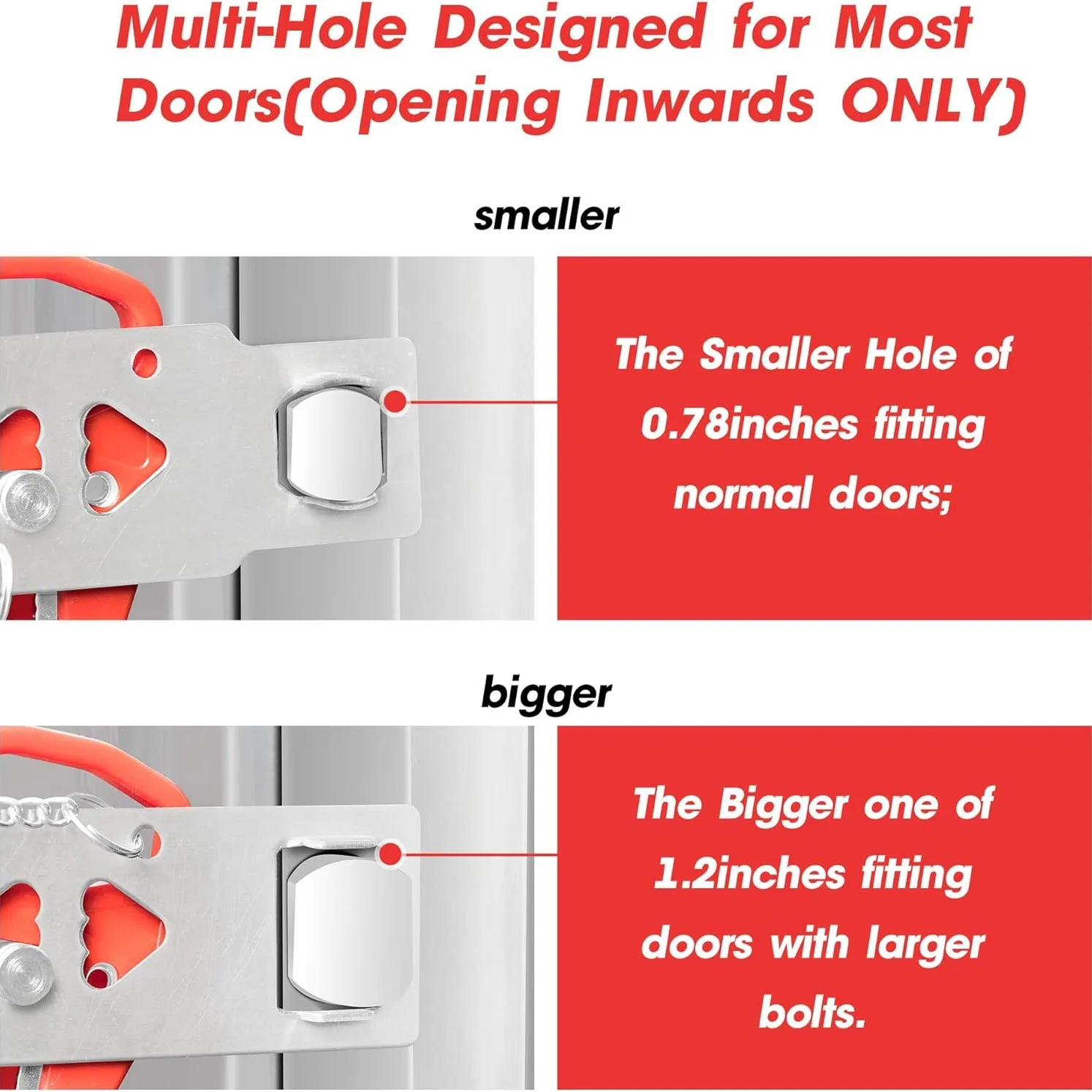 Portable Door Lock for Home Double Hole Anti-theft Chain Lock for Room Hotel Anti Theft Security Lock for Apartment and College