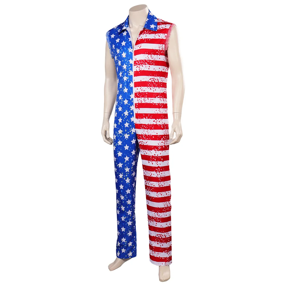 Fantasy Fashion Stars And Stripes Jumpsuit Cosplay Costume Outfits For Adult Men Male Roleplay Halloween Carnival Party Suit