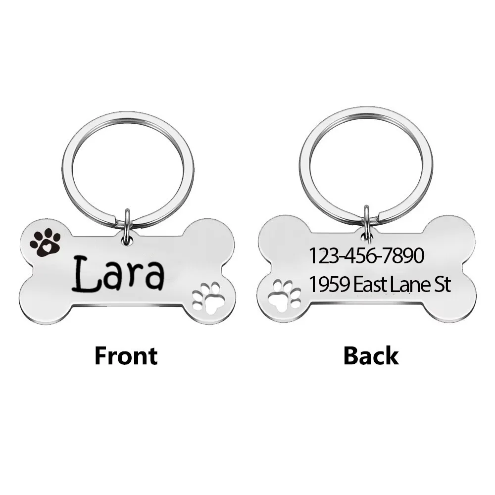 

1pc Creative Heiti Personalized Text Customized Name Laser Engraving Dog Tag Pet Nameplate Engraved Pet Necklace Chain