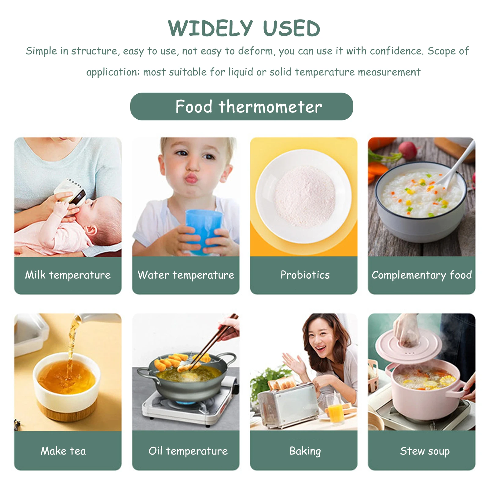 

Thermometer 2 In 1 Lcd Display Cooking Thermometer For Meat Frying Candy Instant Read Kitchen Supplies Household