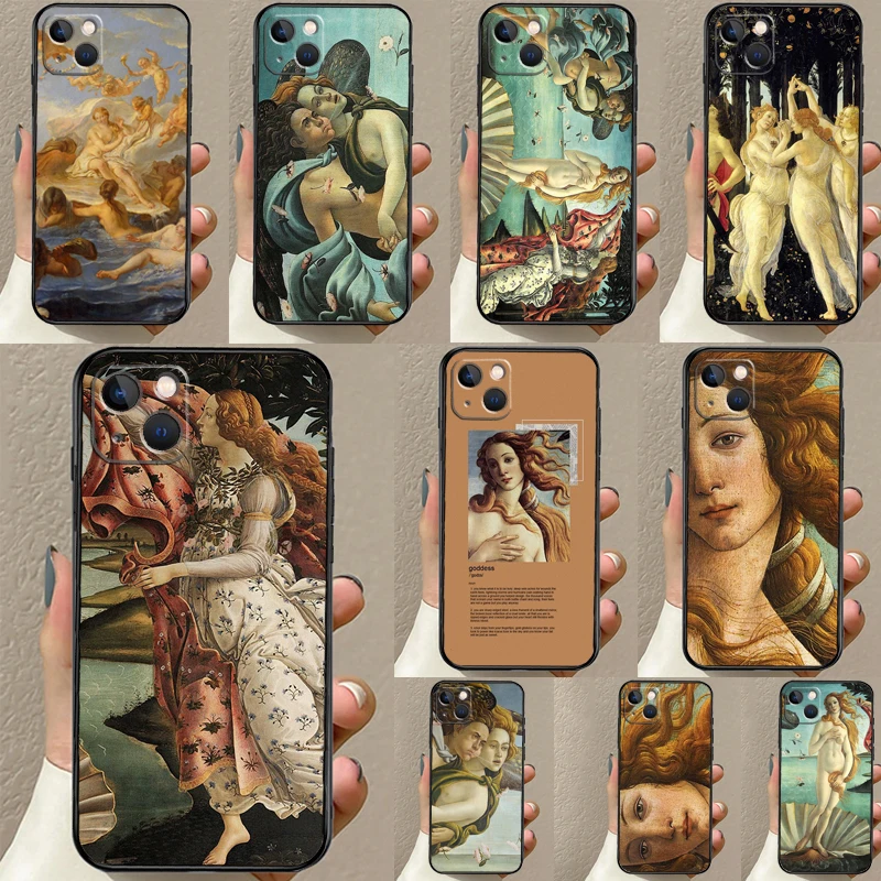 Art Paintings The Birth Of Venus Phone Case For iPhone 16 15 14 11 12 13 Pro Max Mini Plus X XS Max XR Cover Coque